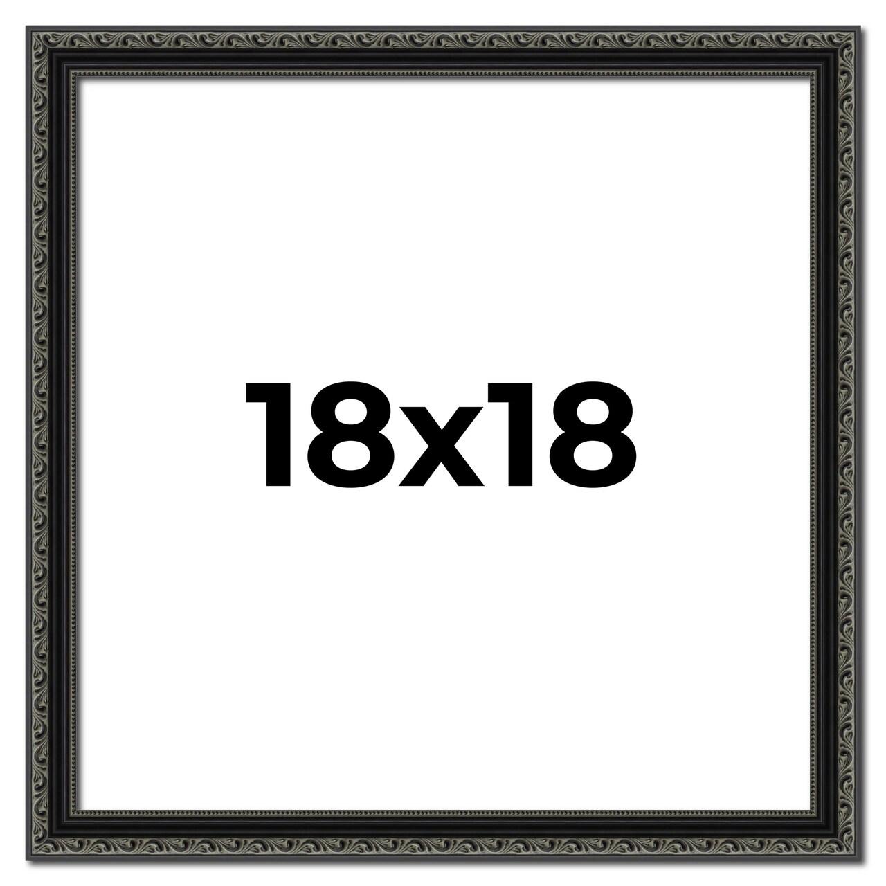 Square Antique Black Picture Frame - UV Acrylic, Foam Board Backing, Hanging Hardware